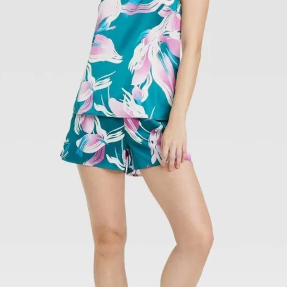 STARS ABOVE PAJAMA SHORTS FLORAL SATIN new